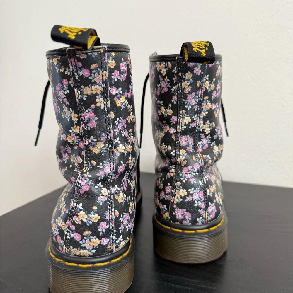 Dr. Martens 1460 Floral Lace Up Combat Boots US 10 Black Multi - Picture 4 of 10